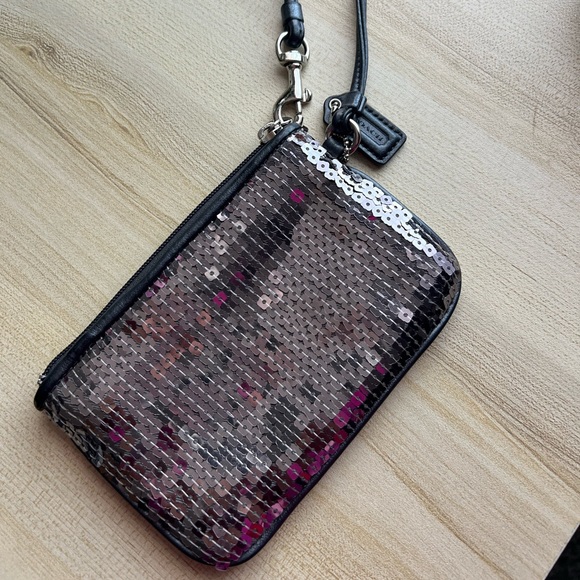Coach Sequined Gray Wristlet - Picture 2 of 3